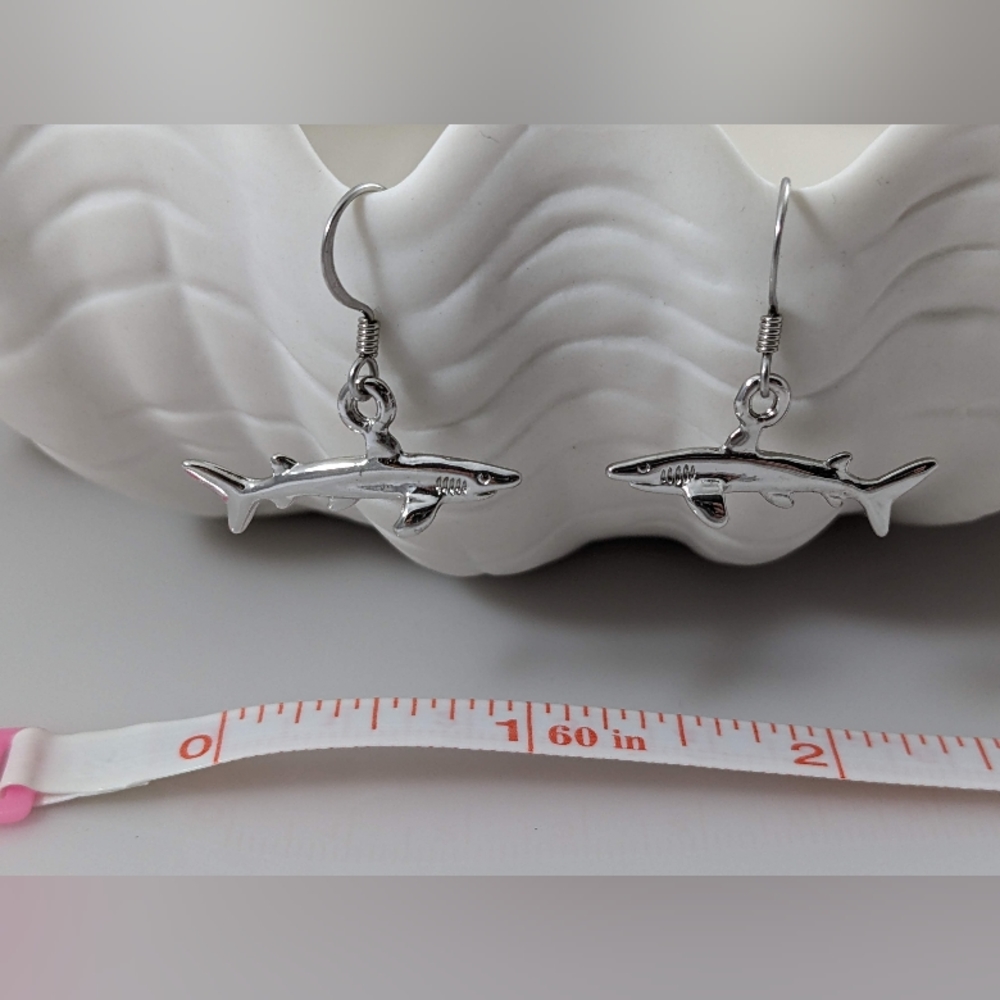 Wave Cuff Bracelet with Baby Shark earrings. Made in the USA - Picture 3 of 10